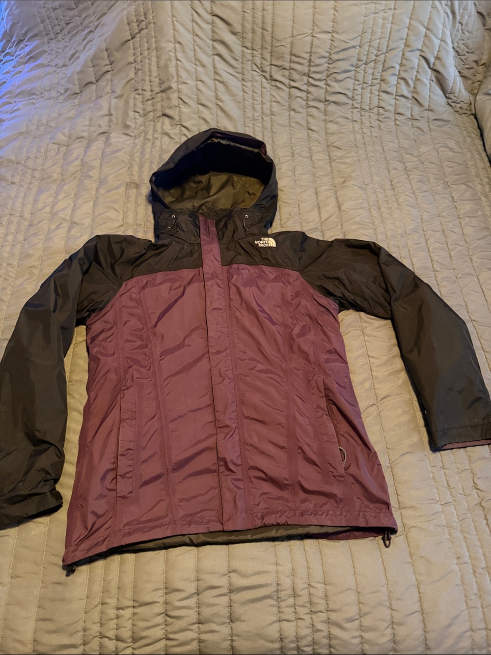 The North Face Girls' Hooded Rain Jacket - Plum and Black